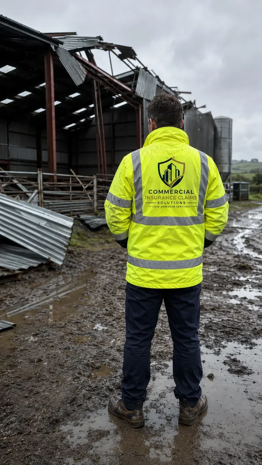 Structural damage at a commercial property being documented for a subsidence claim