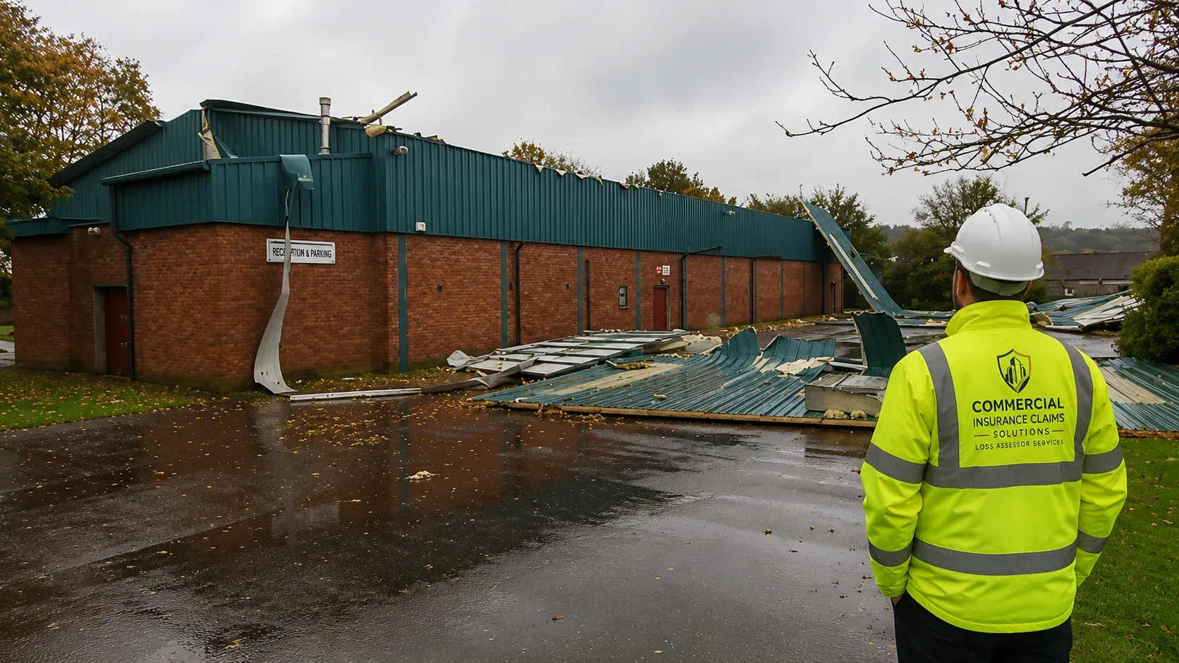 Loss assessor reviewing damage at an Irish farm to prepare an insurance claim